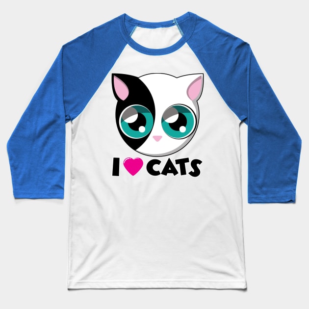 I LOVE CATS (spot) Baseball T-Shirt by chrisnazario